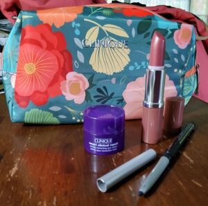 Clinique Cosmetic Bag, Eyeliner, Lipstick, Eyecream
